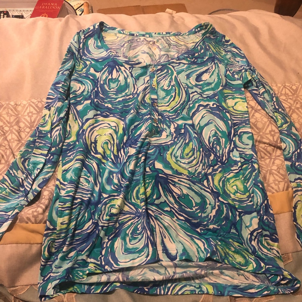 Blue green long sleeve top